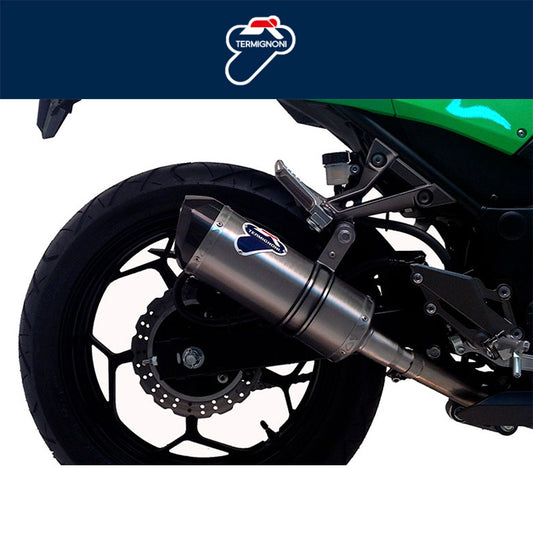 ２０１２年から２０１７年式モデル カワサキ Ｎｉｎｊａ　３００用テルミニョーニ レリバンス ステンレス/カーボン カーボンエンドキャップ付き スリップオン Termignoni Relevance Stainless/Carbon w/ Carbon End Cap Slip-On Ninja 300 (12-17) (送料無料)