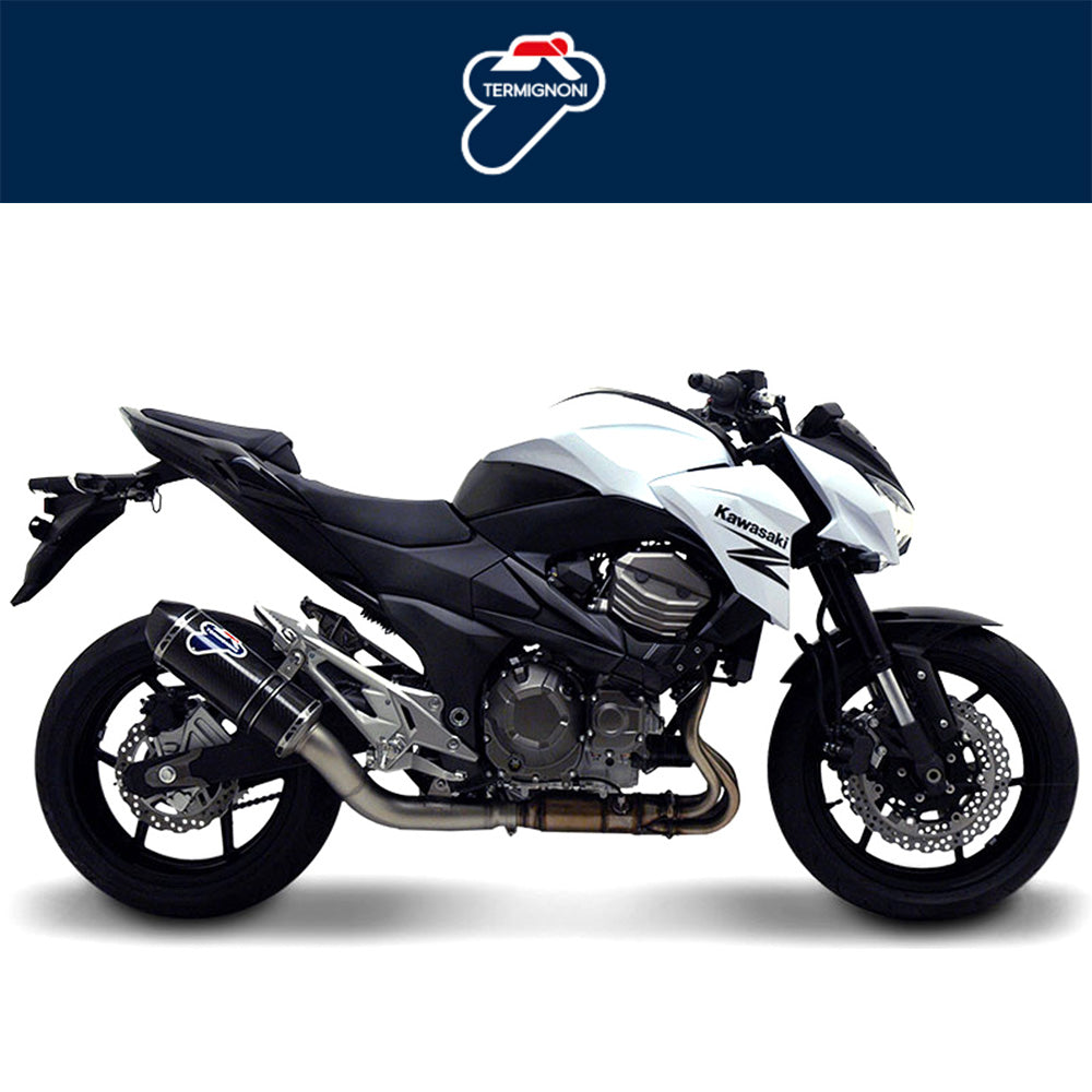 ２０１３年から２０１７年式モデル カワサキ Ｚ８００用 テルミニョーニ レリバンス ステンレス/カーボン カーボンキャップ付き スリップオン Termignoni Relevance Stainless/Carbon w/ Carbon Cap Slip-On Z800 E (13-17) (送料無料)