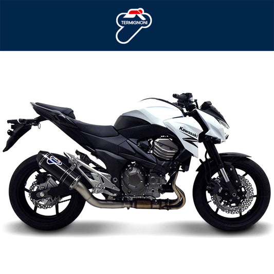 ２０１３年から２０１７年式モデル カワサキ Ｚ８００用 テルミニョーニ レリバンス ステンレス/カーボン カーボンキャップ付き スリップオン Termignoni Relevance Stainless/Carbon w/ Carbon Cap Slip-On Z800 E (13-17) (送料無料)