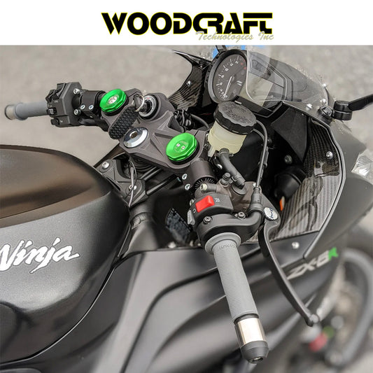 2013-2025年式 カワサキ Ｎｉｎｊａ ＺＸ－６Ｒ用 ウッドクラフト製 35mm ライズサイドマウント角度調整可能クリップオンライザー　Woodcraft 35MM Rise Side Mount Adjustable Angle Clipon Risers for Kawasaki 2013+ ZX-6 (消費税、送料込み)