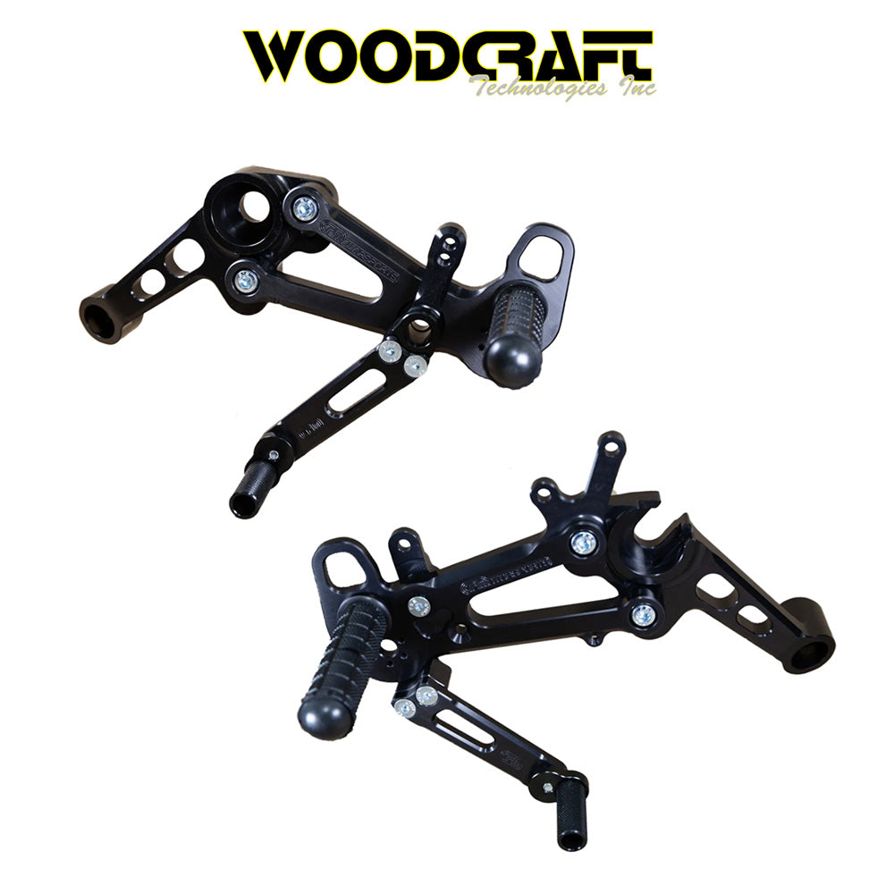 2021-2026年式 アプリリア RS660用 ウッドクラフト製ペダル付きリアセットキット一式 (専用ブレーキスイッチ付き)　Woodcraft 05-0760B Aprilia RS660 Rearset Kit Complete W/Pedals (消費税、送料込み)