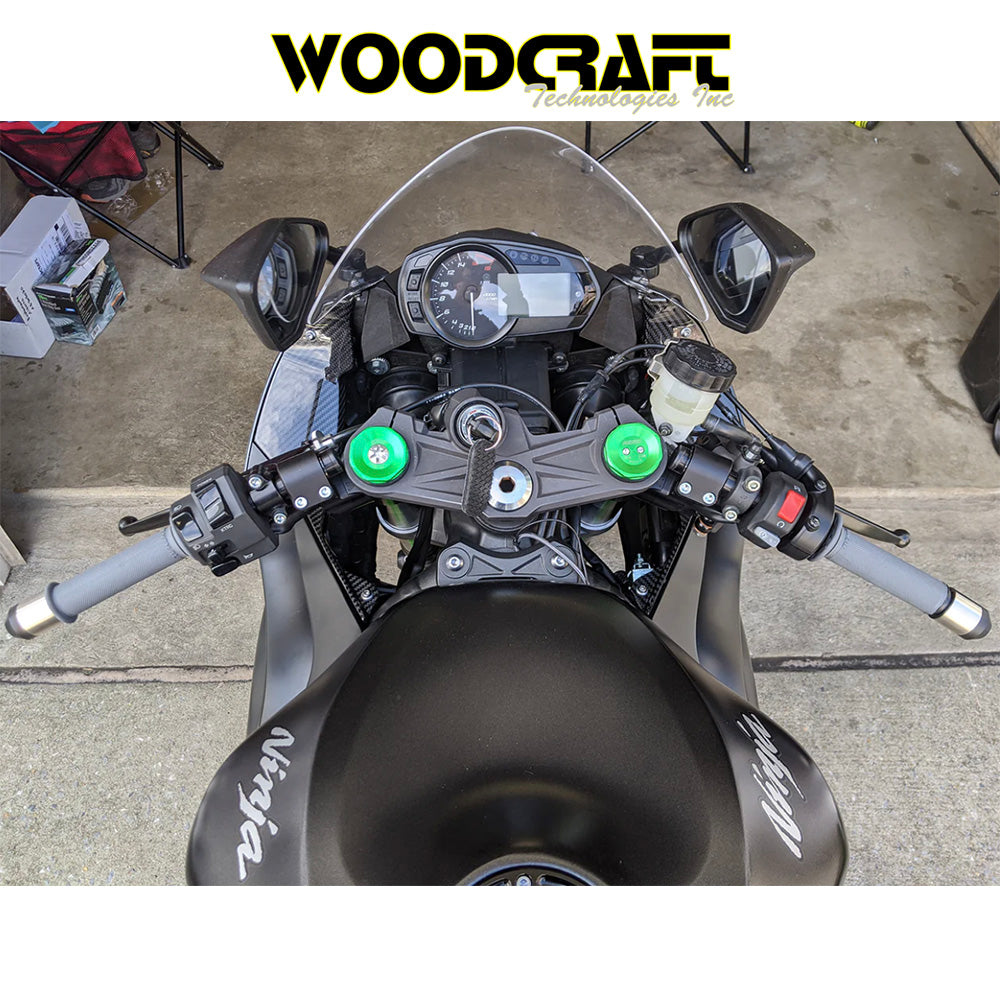 2013-2025年式 カワサキ Ｎｉｎｊａ ＺＸ－６Ｒ用 ウッドクラフト製 35mm ライズサイドマウント角度調整可能クリップオンライザー　Woodcraft 35MM Rise Side Mount Adjustable Angle Clipon Risers for Kawasaki 2013+ ZX-6 (消費税、送料込み)