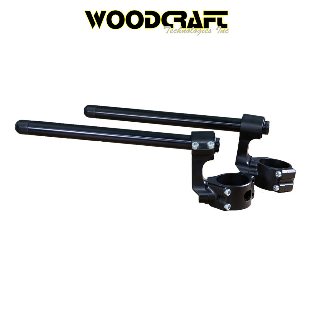 1999年から2025年式モデル スズキ ＳＶ６５０用 ウッドクラフト製 75mmサイドマウント角度調整可能クリップオンライザーセット　Woodcraft 12-7741-78BS1 Suzuki SV650, SV650X 75mm Side Mount Adjustable Angle Clipon Risers (消費税、送料込み)