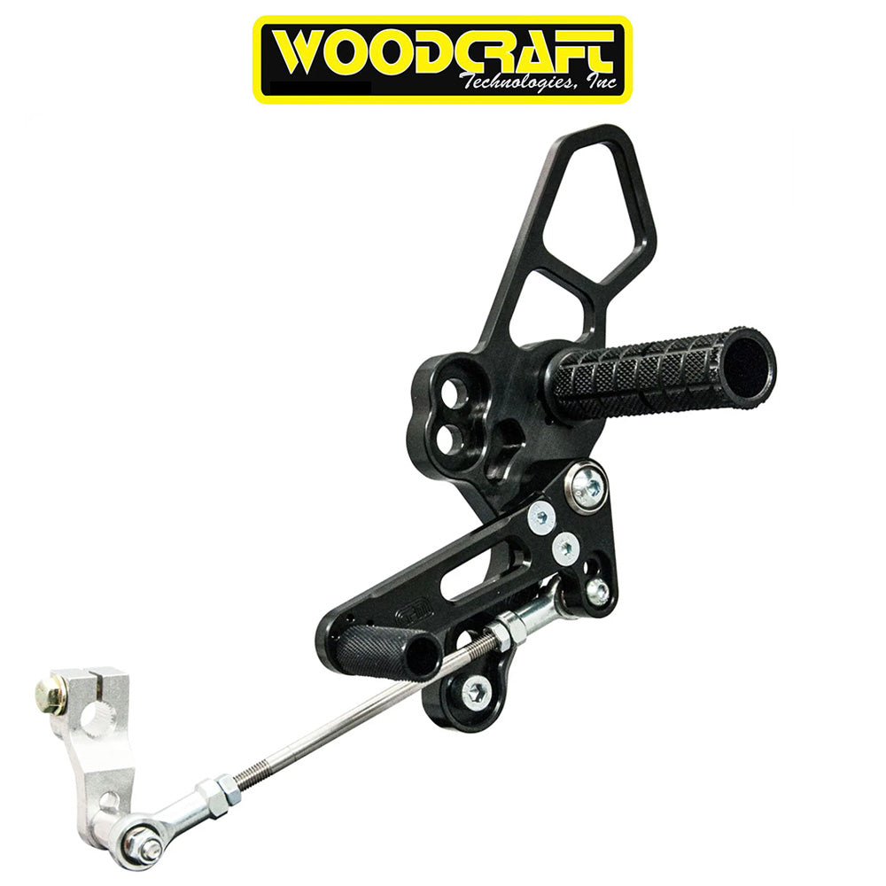 2018-2023年式 カワサキ Ninja400用 ウッドクラフト製 リアセット(専用ブレーキスイッチ付き)　Woodcraft 05-0144B 2018-23 Kawasaki Ninja400, 2019-23 Z400, Ninja500 Complete Rearset (消費税、送料込み)