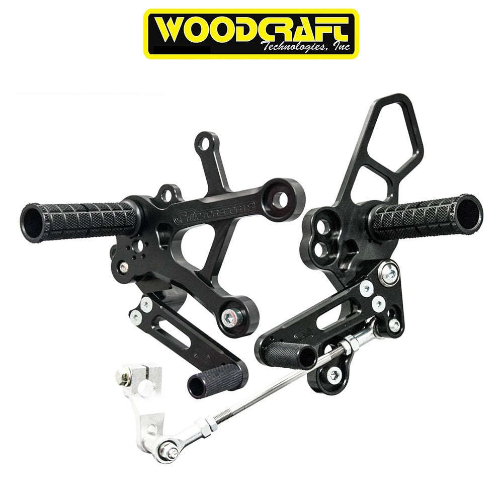 2018-2023年式 カワサキ Ninja400用 ウッドクラフト製 リアセット(専用ブレーキスイッチ付き)　Woodcraft 05-0144B 2018-23 Kawasaki Ninja400, 2019-23 Z400, Ninja500 Complete Rearset (消費税、送料込み)