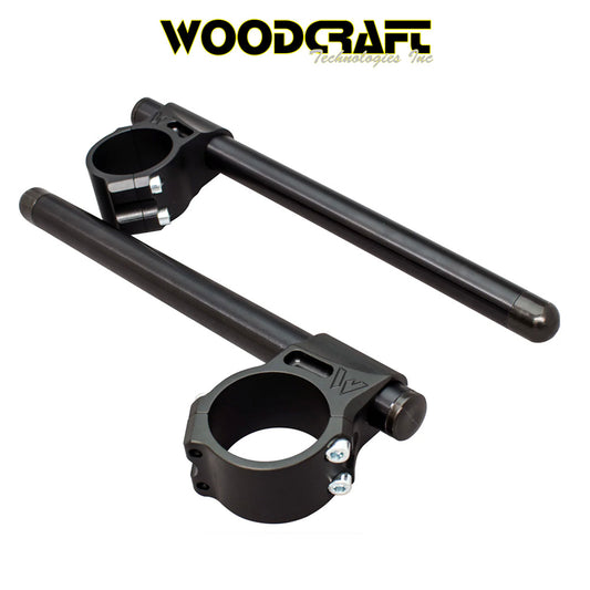 2004-2025年式 カワサキ Ｎｉｎｊａ ＺＸ－１０Ｒ用 ウッドクラフト製 50mm クランプ付きクリップオン(ブラック)　Woodcraft Clip ons for Kawasaki Ninja ZX-6R / Ninja ZX-10R / Ninja ZX-10RR 50mm Clamp (消費税、送料込み)