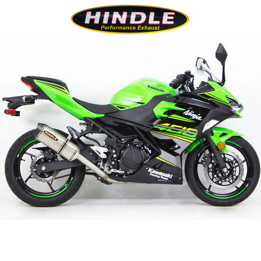 2018-2023年式 カワサキ Ninja400用 ヒンドル製 エボリューション フルシステム(チタン製マフラー、カーボンキャップ付き)　2018-23 Kawasaki Ninja400, Ninja 500 Hindle Evolution Full System Kawasaki (消費税、送料込み)