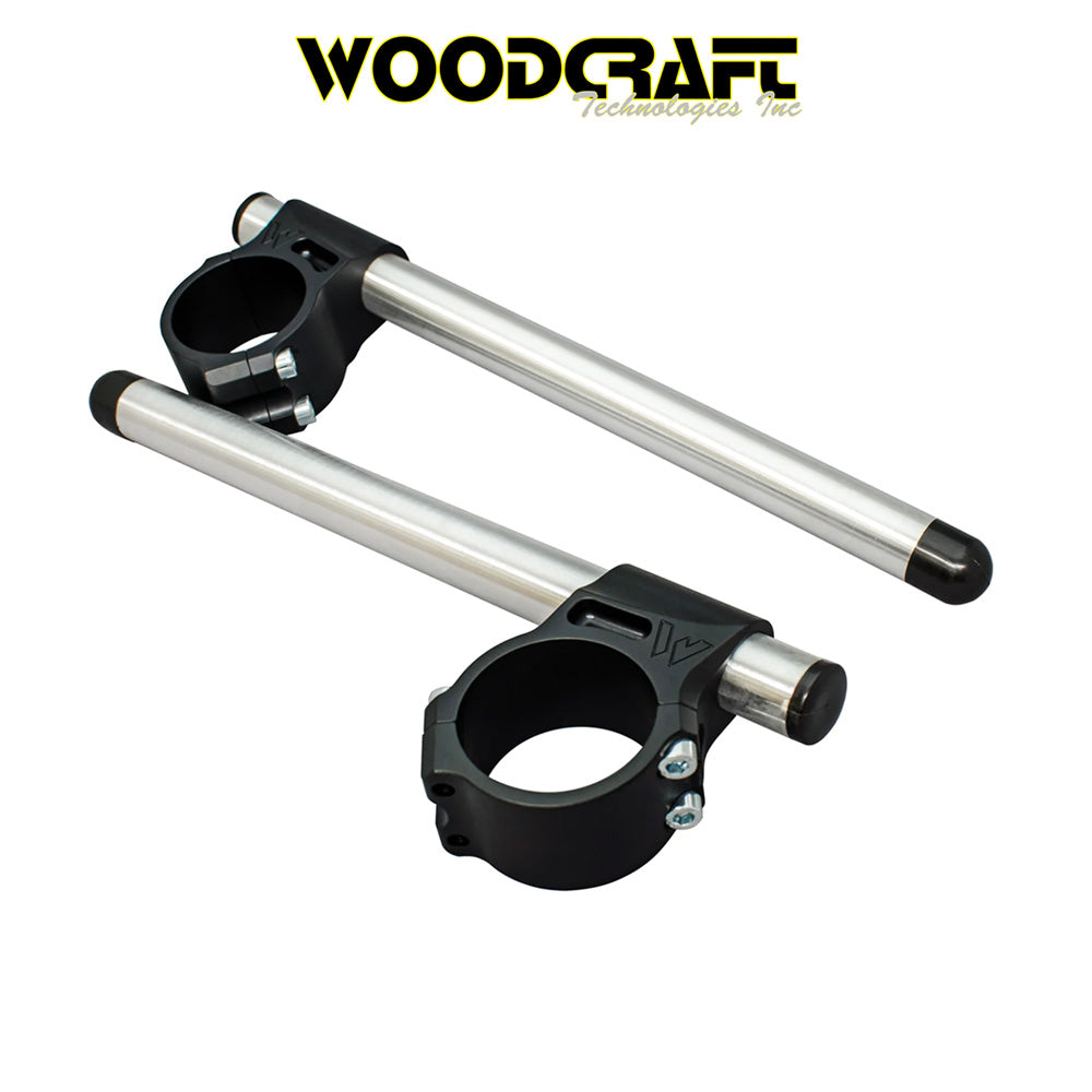 2009-2025年式 アプリリア ＲＳＶ４用ウッドクラフト製 51mmクランプ用クリップオン(シルバー)　Woodcraft Clip ons for Aprilia RSV1000, Mille, RSV4 51mm Clamp (消費税、送料込み)