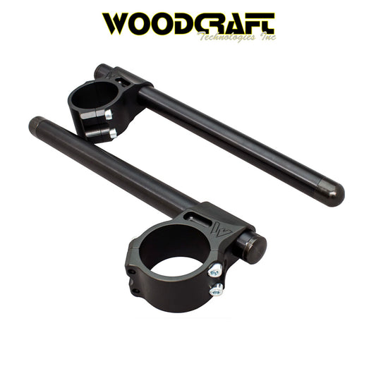 2009-2025年式 アプリリア ＲＳＶ４用ウッドクラフト製 51mmクランプ用クリップオン(ブラック)　Woodcraft Clip ons for Aprilia RSV1000, Mille, RSV4 51mm Clamp (消費税、送料込み)