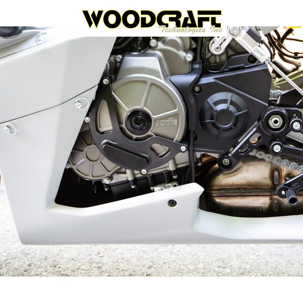 2021-2025年式 アプリリア RS660用 ウッドクラフト製スキッドプレート付きステーターカバープロテクター　Woodcraft 60-0760LB Aprilia RS660 LHS Stator Cover Protector w/ Skid Plate (消費税、送料込み)