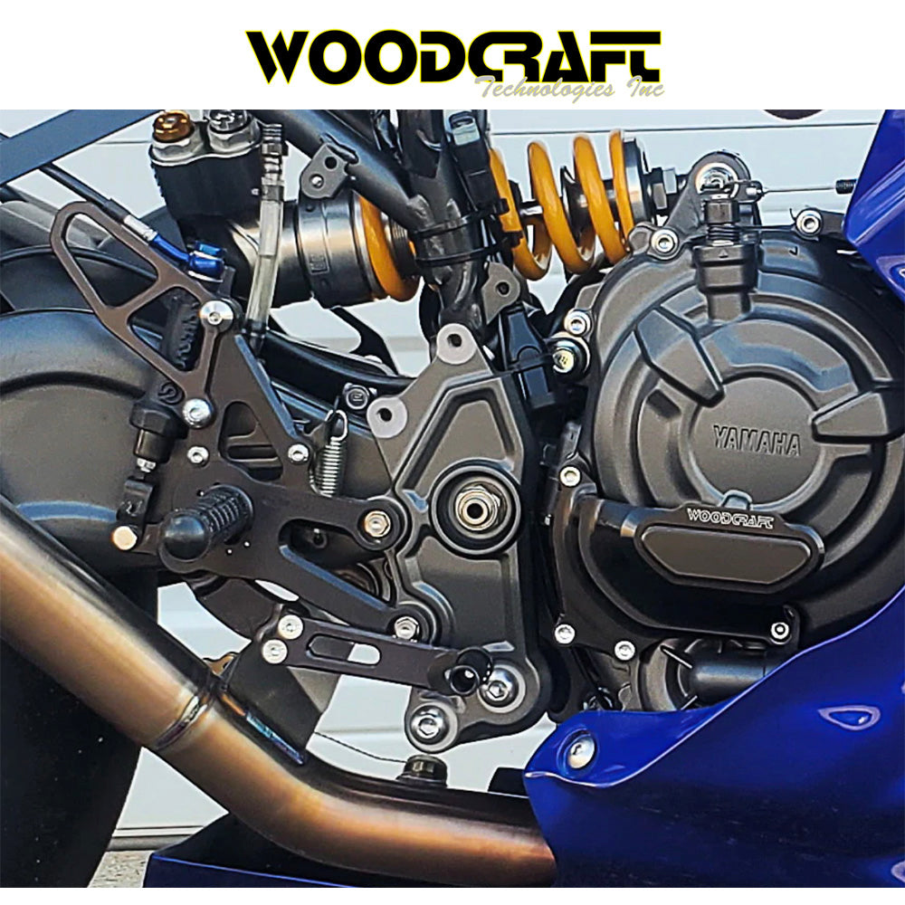 2022-2025年式 ヤマハ ＹＺＦ－Ｒ７用 ウッドクラフト製ペダル付きリアセットキット一式(専用ブレーキスイッチ付き)　Woodcraft 05-0417B Yamaha YZF-R7 Complete Rearset Kit w/ Pedals (消費税、送料込み)