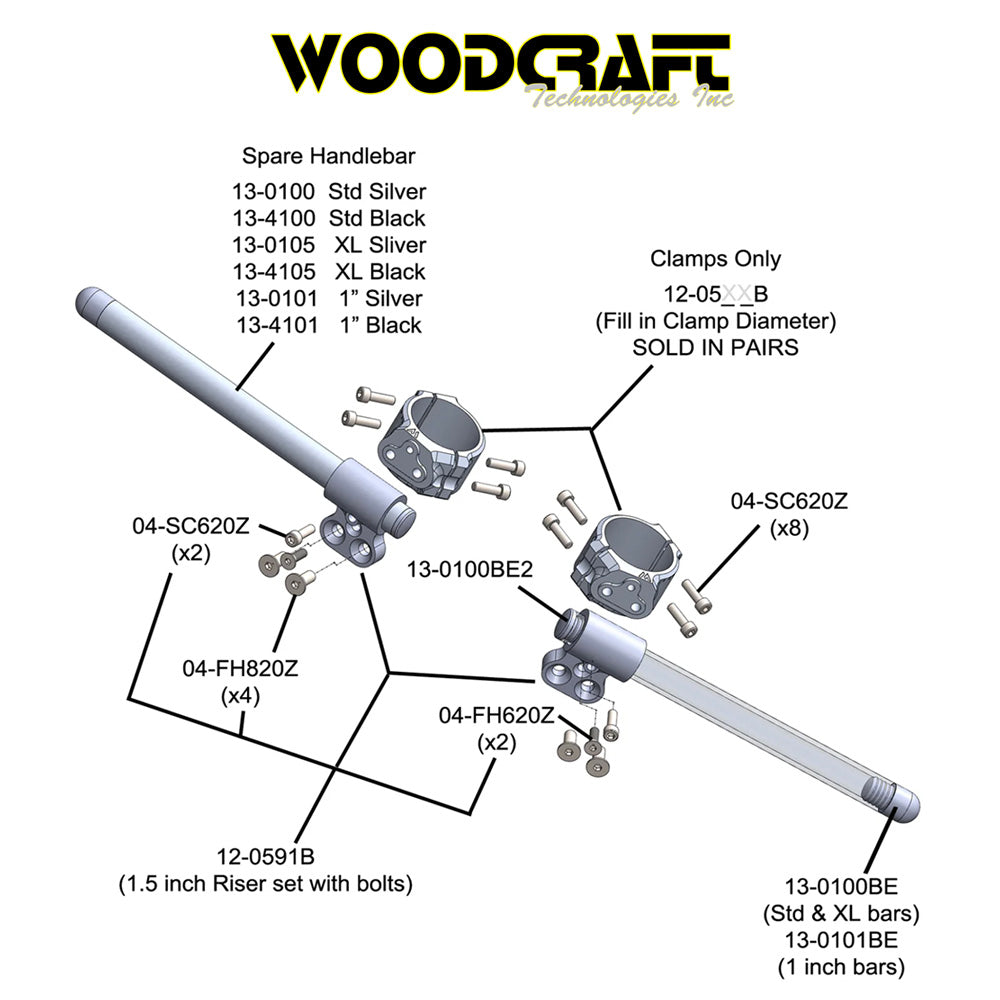 2018-2023年式 カワサキ Ｎｉｎｊａ ４００用 ウッドクラフト製 41mm クランプ用クリップオン（レース専用セットアップ）　Woodcraft Clip ons for Kawasaki Ninja 400 41mm Clamp (race only setup) (消費税、送料込み)