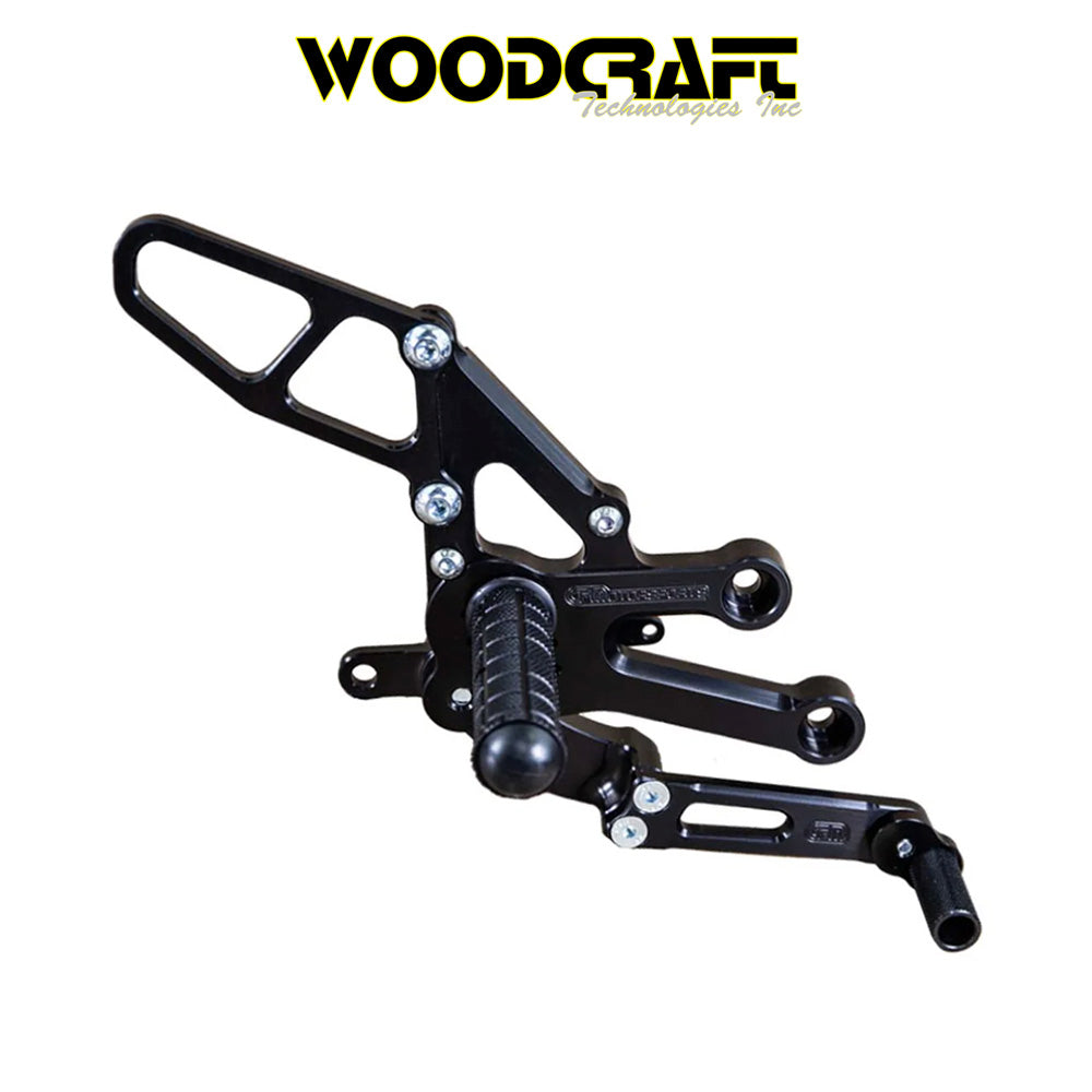 2022-2025年式 ヤマハ ＹＺＦ－Ｒ７用 ウッドクラフト製ペダル付きリアセットキット一式(専用ブレーキスイッチ付き)　Woodcraft 05-0417B Yamaha YZF-R7 Complete Rearset Kit w/ Pedals (消費税、送料込み)