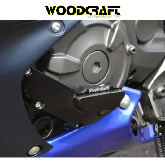 2022-2025年式 ヤマハ ＹＺＦ－Ｒ７用 ウッドクラフト製スキッドプレート付きステーターカバープロテクター　Woodcraft 60-0407LB Yamaha FZ07,MT07 LHS Stator Cover Protector w/ Skid Plate (消費税、送料込み)