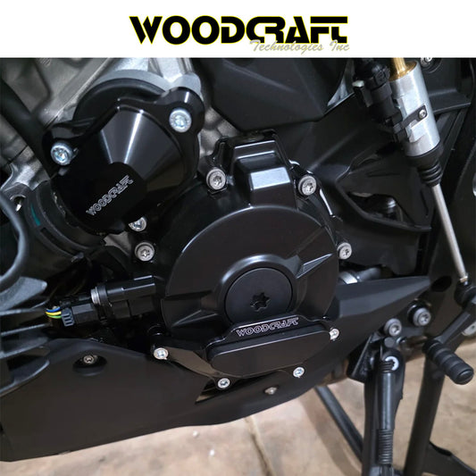 2019-2025年式 ＢＭＷ Ｓ１０００ＸＲ用 ウッドクラフト製スキッドプレート付きステーターカバープロテクター　Woodcraft 60-0758LC BMW S1000XR Stator Cover Protector w/ Skid Plate (消費税、送料込み)