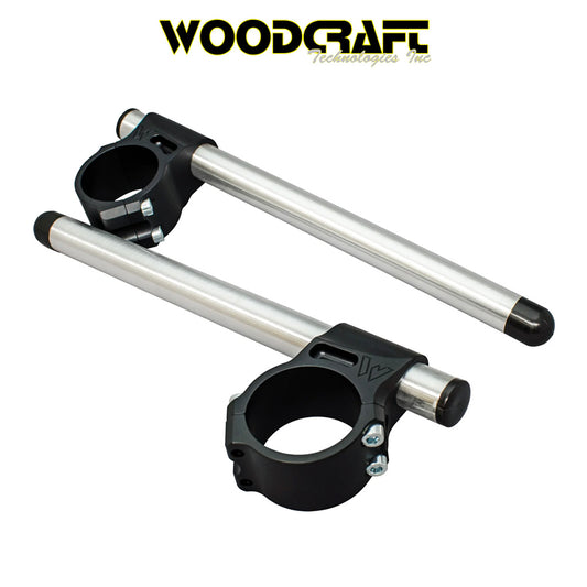 2002-2025年式 ヤマハ ＹＺＦ－Ｒ１用 ウッドクラフト製 50mm クリップオン(シルバー)　Woodcraft Clip ons for Yamaha YZF-R6 / YZF-R1 / YZF-R1M / R7 50mm Clamp (消費税、送料込み)