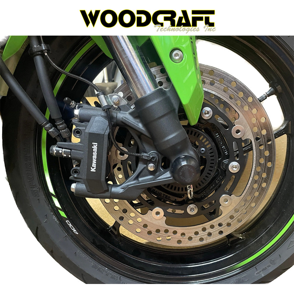 2023-2025年式 カワサキ Ｎｉｎｊａ ＺＸ－４ＲＲ用 ウッドクラフト製フロントアクスルスライダー左右セット　Woodcraft 45-0137F Kawasaki ZX4-RR Front Axle Sliders (消費税、送料込み)