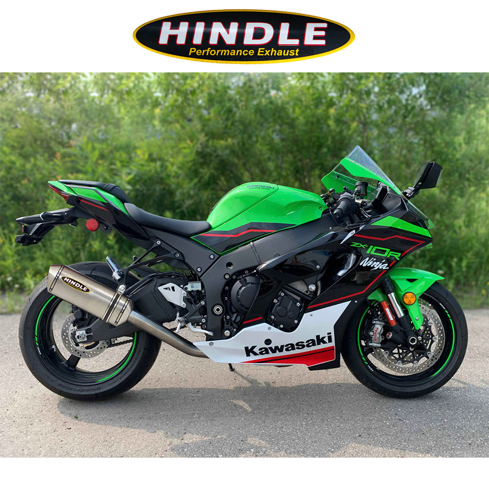 2021-2025年式 カワサキ Ｎｉｎｊａ ＺＸ－１０Ｒ用 ヒンドル製 エボリューション スリップオンシステム(ステンレスマフラー、ステンレスキャップ付き)　Hindle Evolution Full System Kawasaki ZX10 2021-22 (消費税、送料込み)