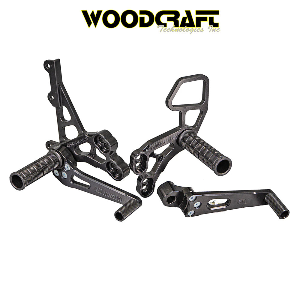 2011-2025年式 スズキ ＧＳＸ－Ｒ６００用 ウッドクラフト製リアセット(専用ブレーキスイッチ付き)　Woodcraft 05-0250B Suzuki GSX-R600/750/1000 Rearset (消費税、送料込み)