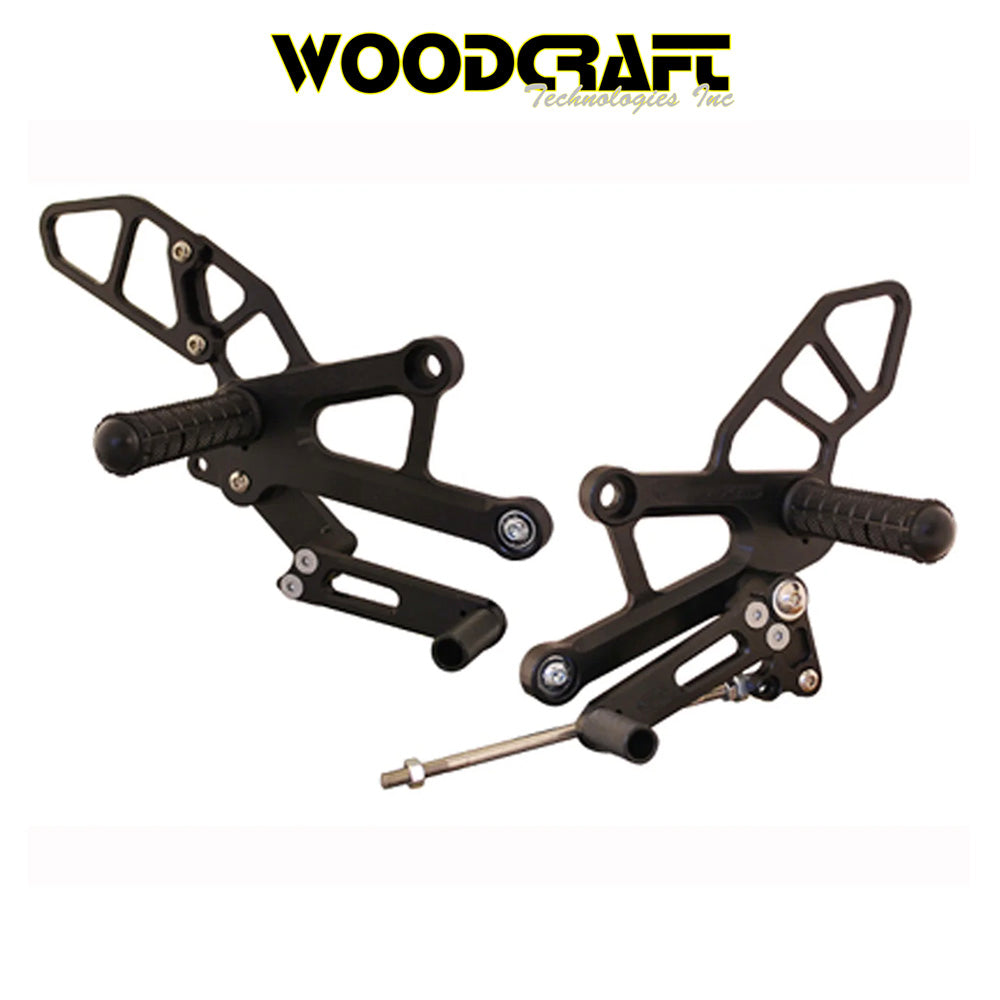 2011-2015年式 ホンダ ＣＢＲ２５０Ｒ用 ウッドクラフト製調整式リアセット (GPシフト) (専用ブレーキスイッチ付き)　Woodcraft 05-0376B Honda CBR250R/300R Complete Adjustable Rearset - GP Shift (消費税、送料込み)