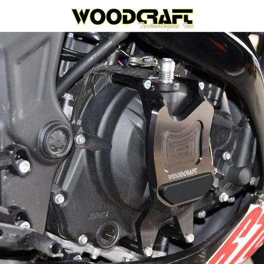 2015-2024年式 ヤマハＹＺＦ－Ｒ３用 ウッドクラフト製スキッドプレート付きクラッチカバープロテクター　Woodcraft 60-0403RC Yamaha R3 RHS Clutch Cover Protector w/ Skid Plate (消費税、送料込み)