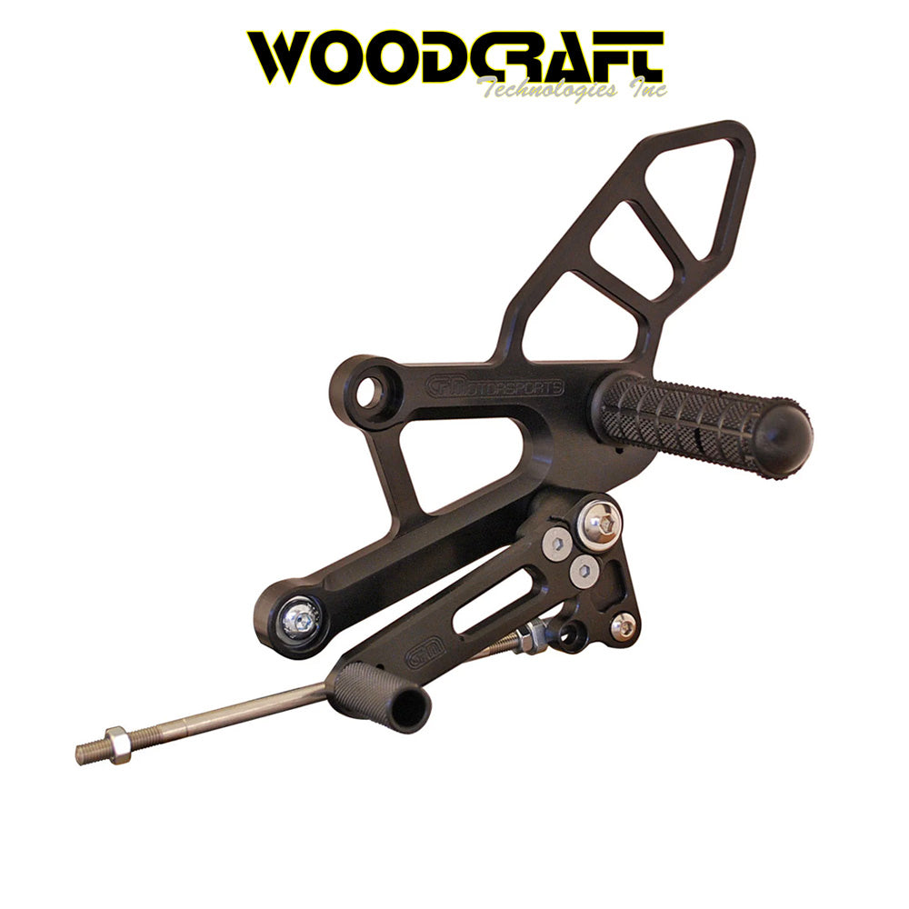 2011-2015年式 ホンダ ＣＢＲ２５０Ｒ用 ウッドクラフト製調整式リアセット (GPシフト) (専用ブレーキスイッチ付き)　Woodcraft 05-0376B Honda CBR250R/300R Complete Adjustable Rearset - GP Shift (消費税、送料込み)