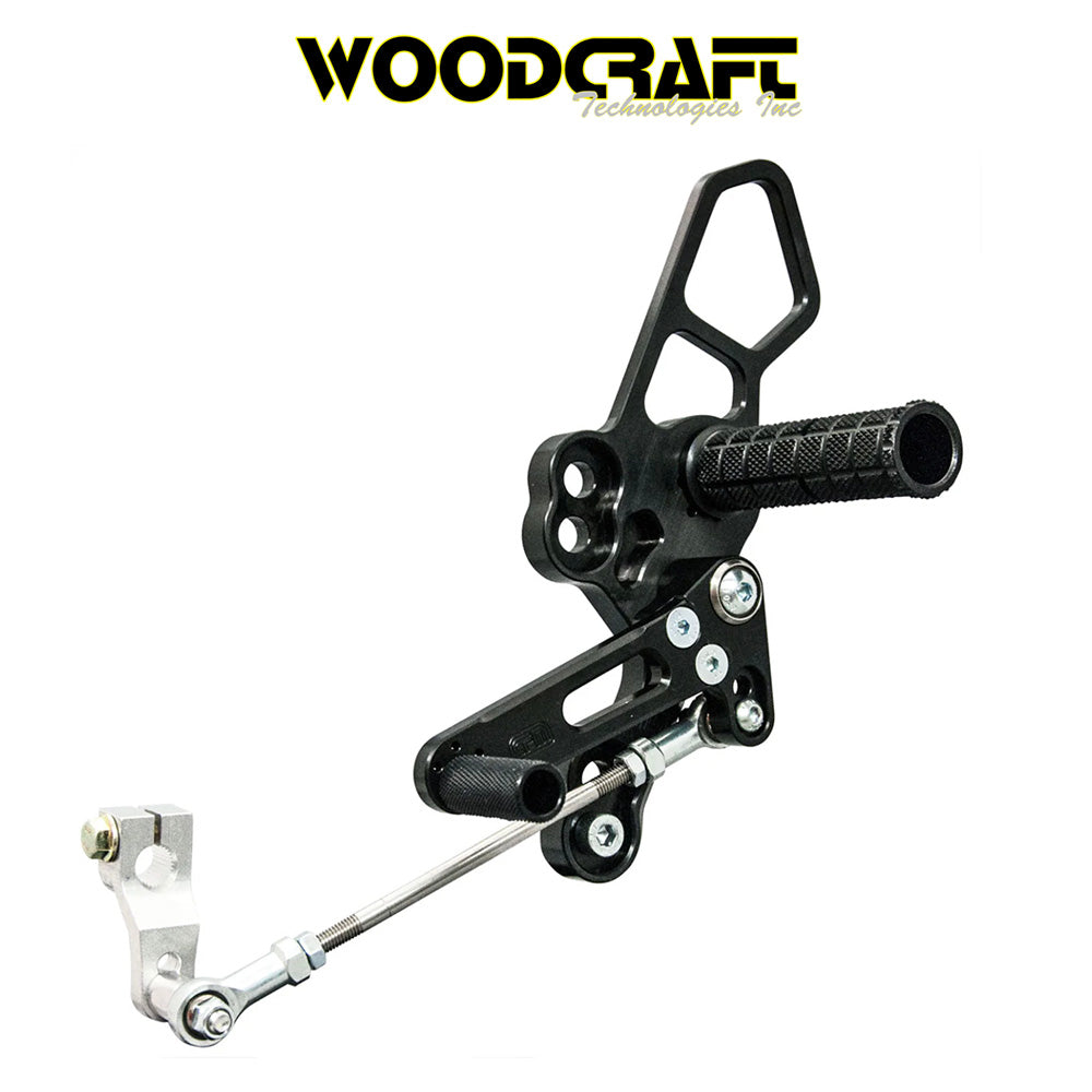 2018-2023年式 カワサキ Ninja400用 ウッドクラフト製 リアセット(専用ブレーキスイッチ付き)　Woodcraft 05-0144B 2018-23 Kawasaki Ninja400, 2019-23 Z400, Ninja500 Complete Rearset (消費税、送料込み)