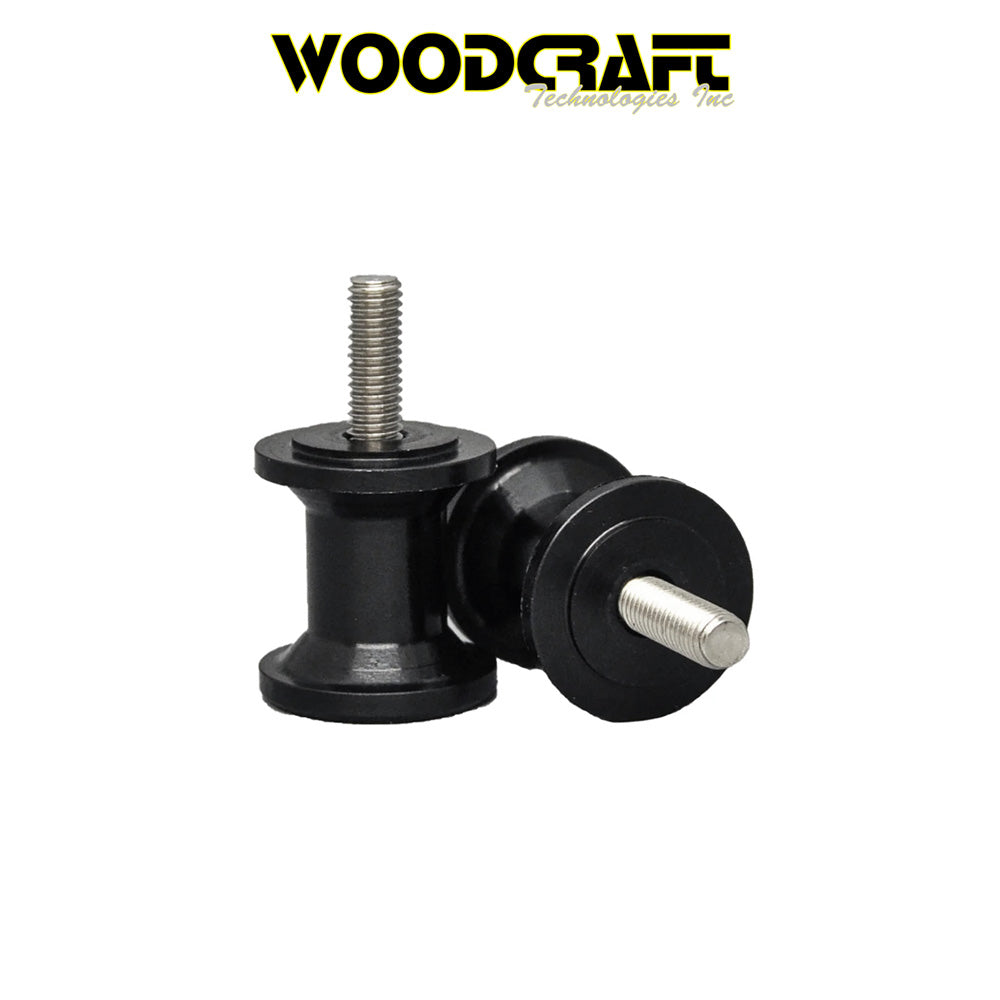 2018-2024年式 アプリリア トゥオーノ Ｖ４ １１００ファクトリー用 ウッドクラフト製６mmスイングアームスプールセット(ブラック)　Woodcraft 6mm Swingarm Spools- Anodized finish (消費税、送料込み)