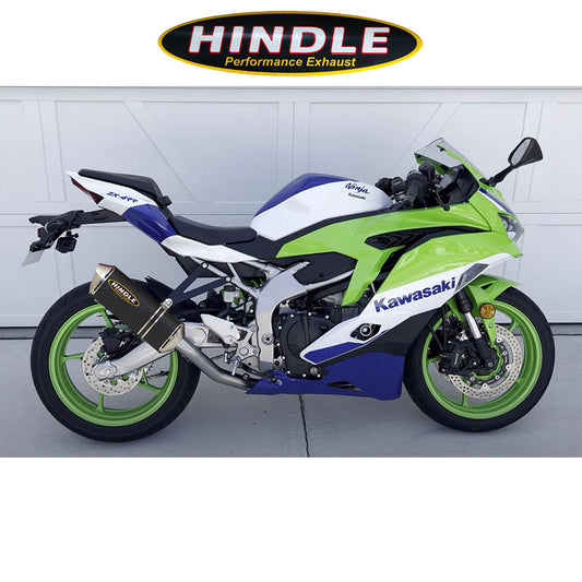 2023-2025年式 カワサキ Ｎｉｎｊａ ＺＸ－４ＲＲ用 ヒンドル製 エボリューション フルシステム(ブラックセラミックマフラー、ステンレスキャップ付き)　Hindle 75-0137 Kawasaki ZX-4RR Evolution Full System (消費税、送料込み)