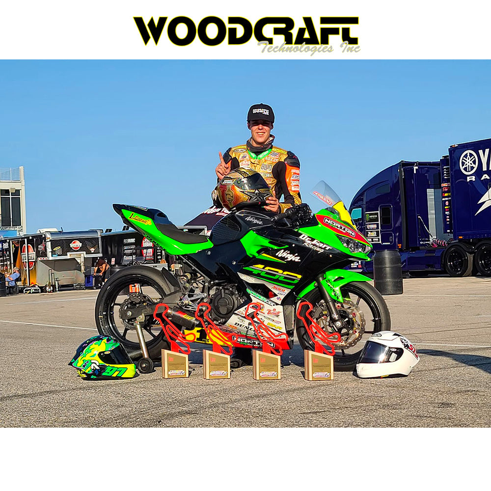 2018-2023年式 カワサキ Ｎｉｎｊａ ４００用 ウッドクラフト製 41mm クランプ用クリップオン（レース専用セットアップ）　Woodcraft Clip ons for Kawasaki Ninja 400 41mm Clamp (race only setup) (消費税、送料込み)