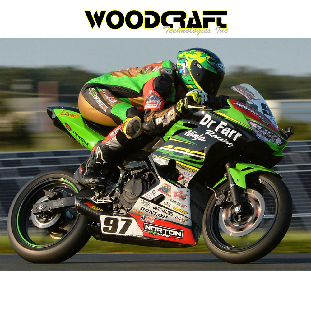2018-2023年式 カワサキ Ｎｉｎｊａ ４００用 ウッドクラフト製 41mm クランプ用クリップオン（レース専用セットアップ）　Woodcraft Clip ons for Kawasaki Ninja 400 41mm Clamp (race only setup) (消費税、送料込み)