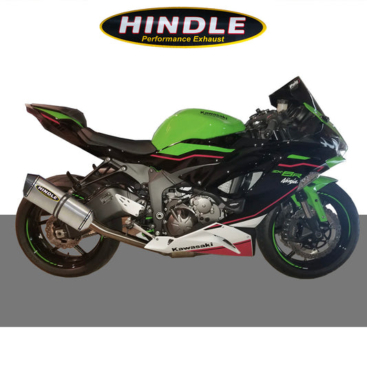 2009-2025年式 カワサキ Ｎｉｎｊａ ＺＸ－６Ｒ用 ヒンドル製 エボリューション スリップオンシステム(チタン製マフラー、カーボンキャップ付き)　Hindle 76-0149 Kawasaki ZX6R/636 EVOLUTION SLIP-ON SYSTEM (消費税、送料込み)
