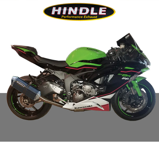 2009-2025年式 カワサキ Ｎｉｎｊａ ＺＸ－６Ｒ用 ヒンドル製 エボリューション スリップオンシステム(カーボン製マフラー、カーボンキャップ付き)　Hindle 76-0149 Kawasaki ZX6R/636 EVOLUTION SLIP-ON SYSTEM (消費税、送料込み)