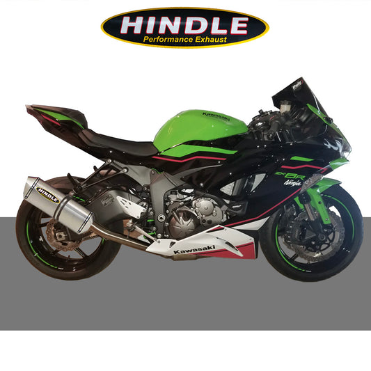 2009-2025年式 カワサキ Ｎｉｎｊａ ＺＸ－６Ｒ用 ヒンドル製 エボリューション スリップオンシステム(ステンレス製マフラー、ステンレスキャップ付き)　Hindle 76-0149 Kawasaki ZX6R/636 EVOLUTION SLIP-ON SYSTEM (消費税、送料込み)