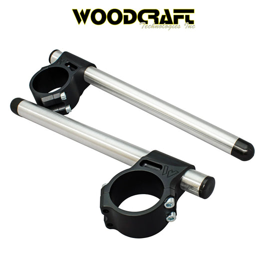 2013-2025年式 カワサキ Ｎｉｎｊａ ＺＸ－６Ｒ用 ウッドクラフト製 50mm クランプ付きクリップオン(シルバー)　Woodcraft Clip ons for Kawasaki Ninja ZX-6R / Ninja ZX-10R / Ninja ZX-10RR 50mm Clamp (消費税、送料込み)