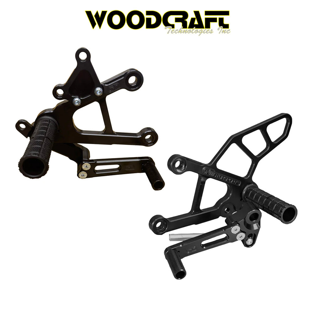 2019-2025年式 カワサキ Ｎｉｎｊａ ＺＸ－６Ｒ用 ウッドクラフト製 スタンダード/GPシフト リアセット　Woodcraft 05-0151B Kawasaki ZX636 Complete Rearset Kit - STD/GP Shift (消費税、送料込み)