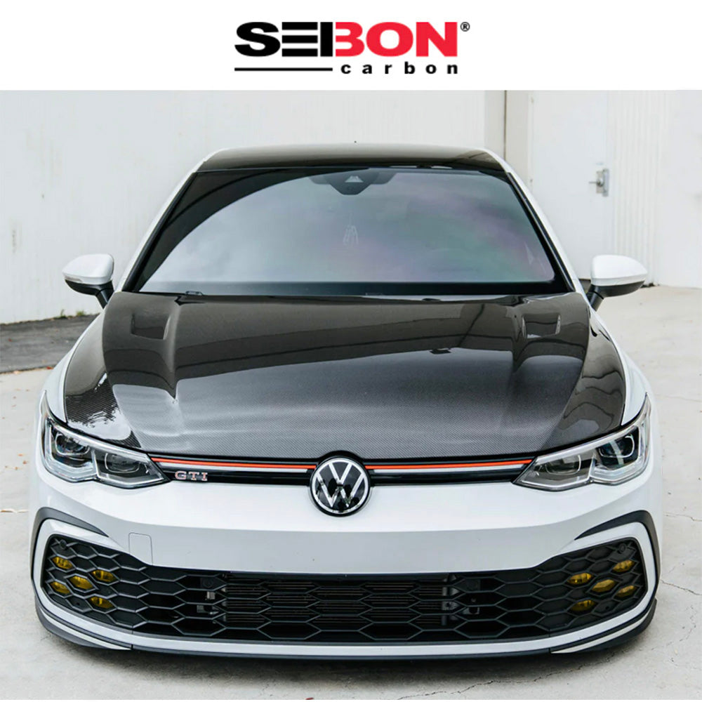 2022-2024年式フォルクスワーゲン ゴルフR用 セイボンカーボン TMスタイル カーボンファイバー製ボンネット Seibon Carbon TM-Style Carbon Fiber Hood For 2022 VW Golf MK8(消費税、送料込み)