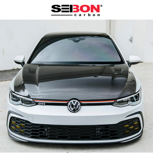 2022-2024年式フォルクスワーゲン ゴルフ GTI 用 セイボンカーボン TMスタイル カーボンファイバー製ボンネット Seibon Carbon TM-Style Carbon Fiber Hood For 2022 VW Golf MK8 (消費税、送料込み)