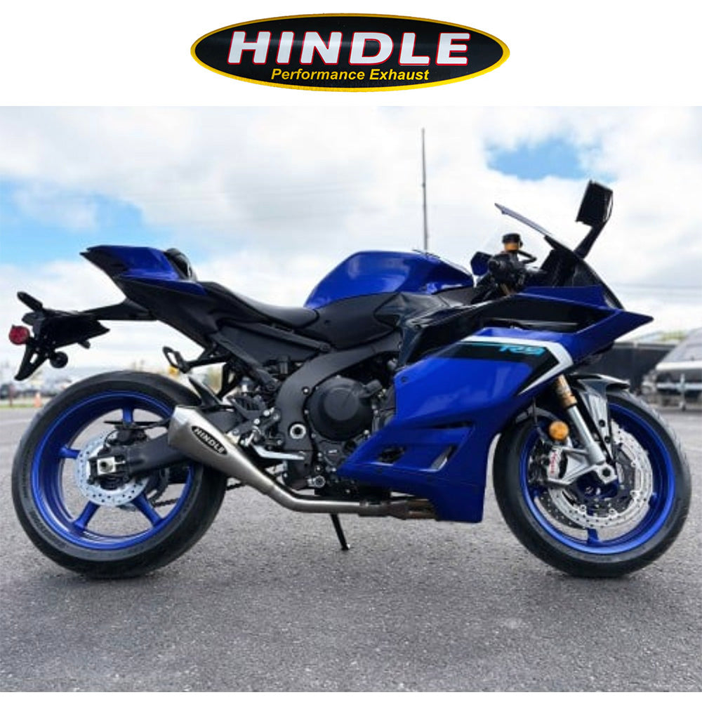 2025年式以降 ヤマハ YZF-R9用 ヒンドル製 エボ メガフォン ローマウントフルシステム(ステンレス製マフラー、ステンレスキャップ付き)　Hindle Yamaha R9 Hindle Megaphone Low Mount Full System (消費税、送料込み)