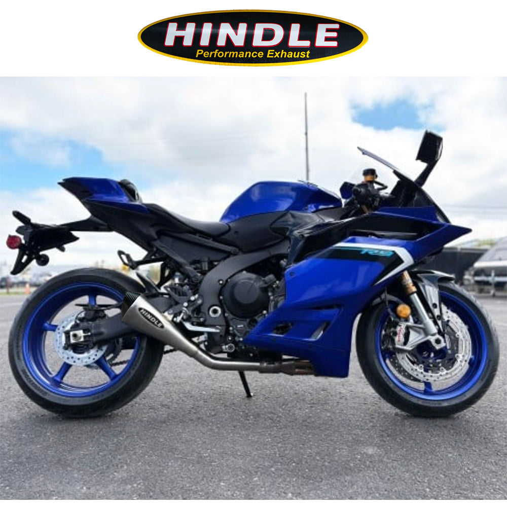 2025年式以降 ヤマハ YZF-R9用 ヒンドル製 エボ メガフォン ローマウントフルシステム(ステンレス製マフラー、カーボンキャップ付き)　Hindle Yamaha R9 Hindle Megaphone Low Mount Full System (消費税、送料込み)